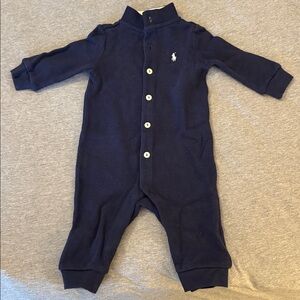 Ralph Lauren Navy Knit Footless Romper One-Piece with Pony 6 months